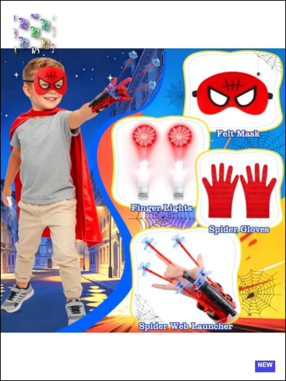 Superhero Cape Costume Set with Masks and Lights for Kids Ages 3-12